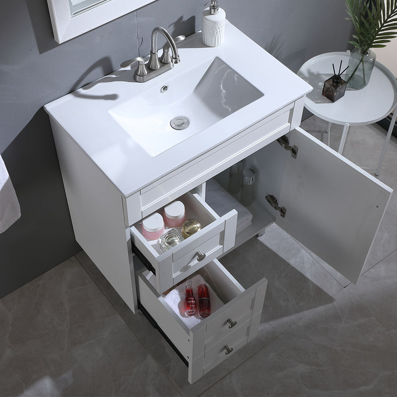 Wildon Home® Chandelle Free-standing 30" White Single Bathroom Vanity ...